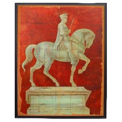 Medieval Knight Hand-Painted Mural, Neoclassical, Late 20th Century
