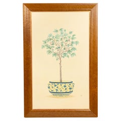 English Victorian Fruit Tree Painting, Hand-Painted, Late 19th Century