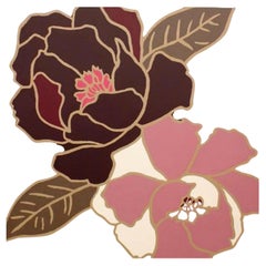 Peinture en gros plan de deux fleurs de magnolia, style moderne, XXe siècle