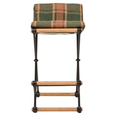 Cleo Baldon for Terra of California X-Frame Plaid Upholstered Barstool