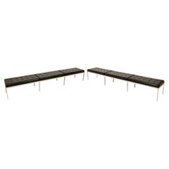 Pair of Florence Knoll for Knoll International Black Leather Museum Benches