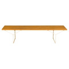 Harry Bertoia for Knoll International Wooden Slat & White Metal Bench
