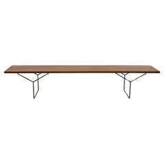 Coppia di panche a Y in legno con doghe e metallo di Harry Bertoia per Knoll Associates