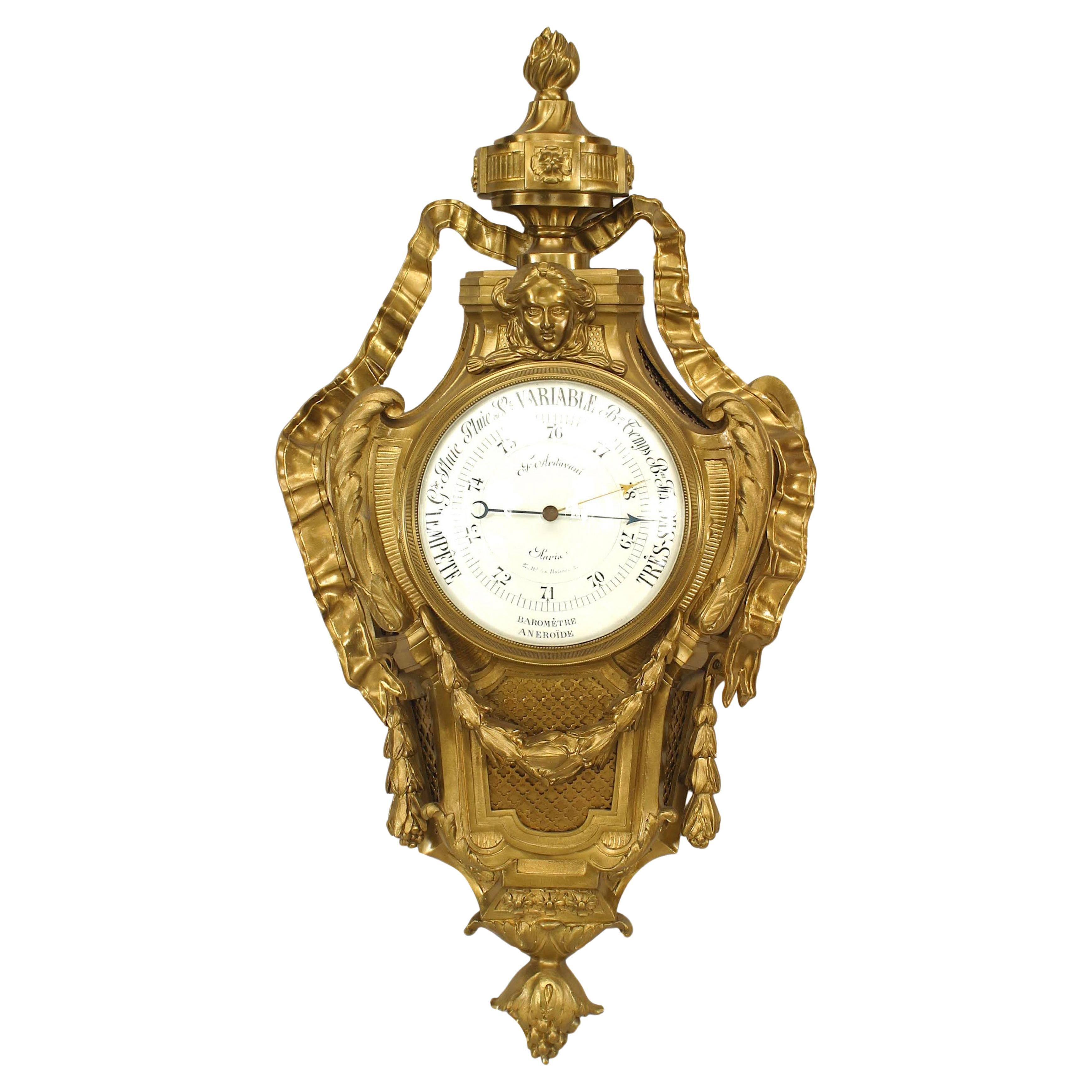Baromètre français de style Louis XVI en bronze