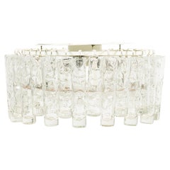 Doria Mid-Century Chandelier, Hand Blown Glass & Brass, Germany