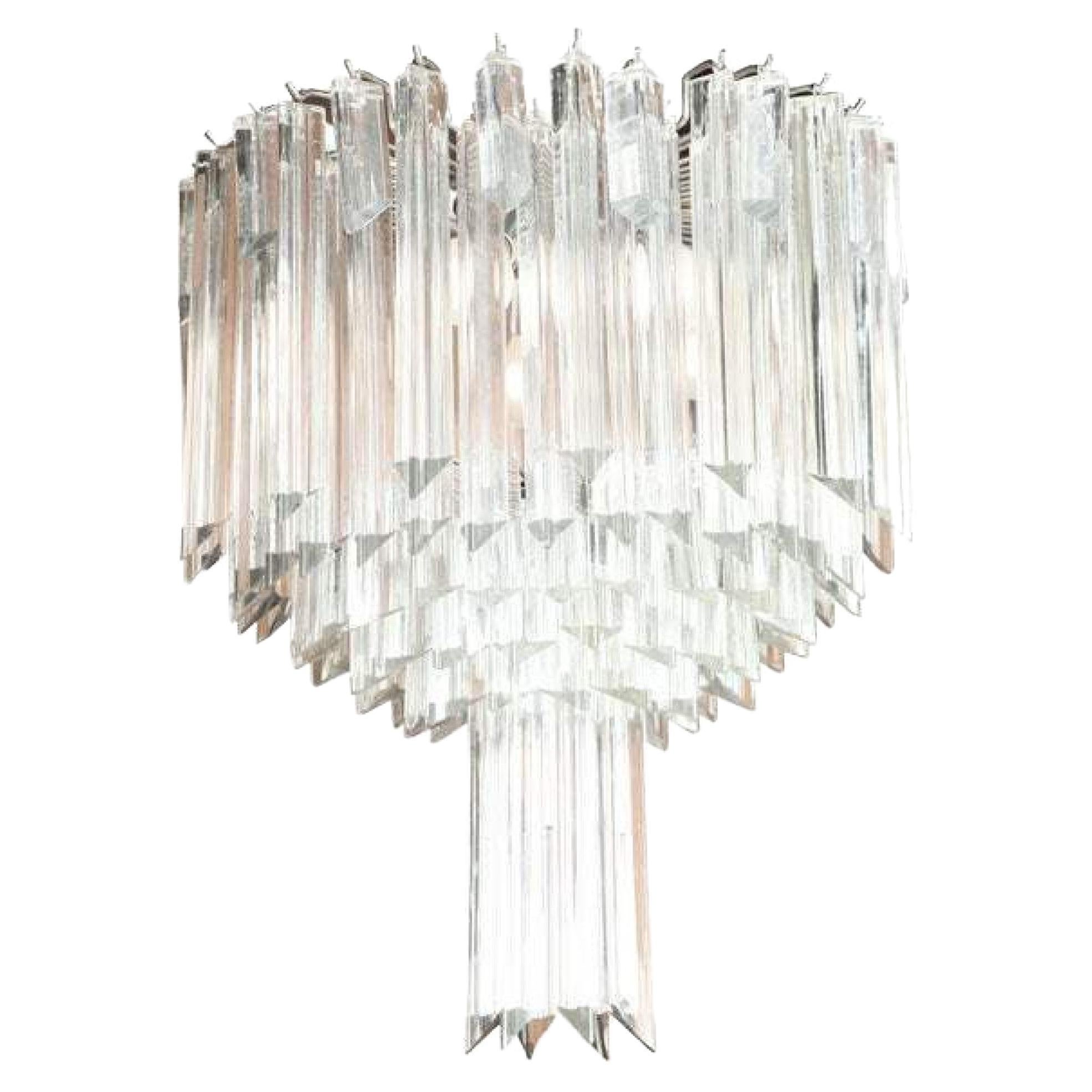 Lampadario rotondo italiano di metà secolo in Camer Glass