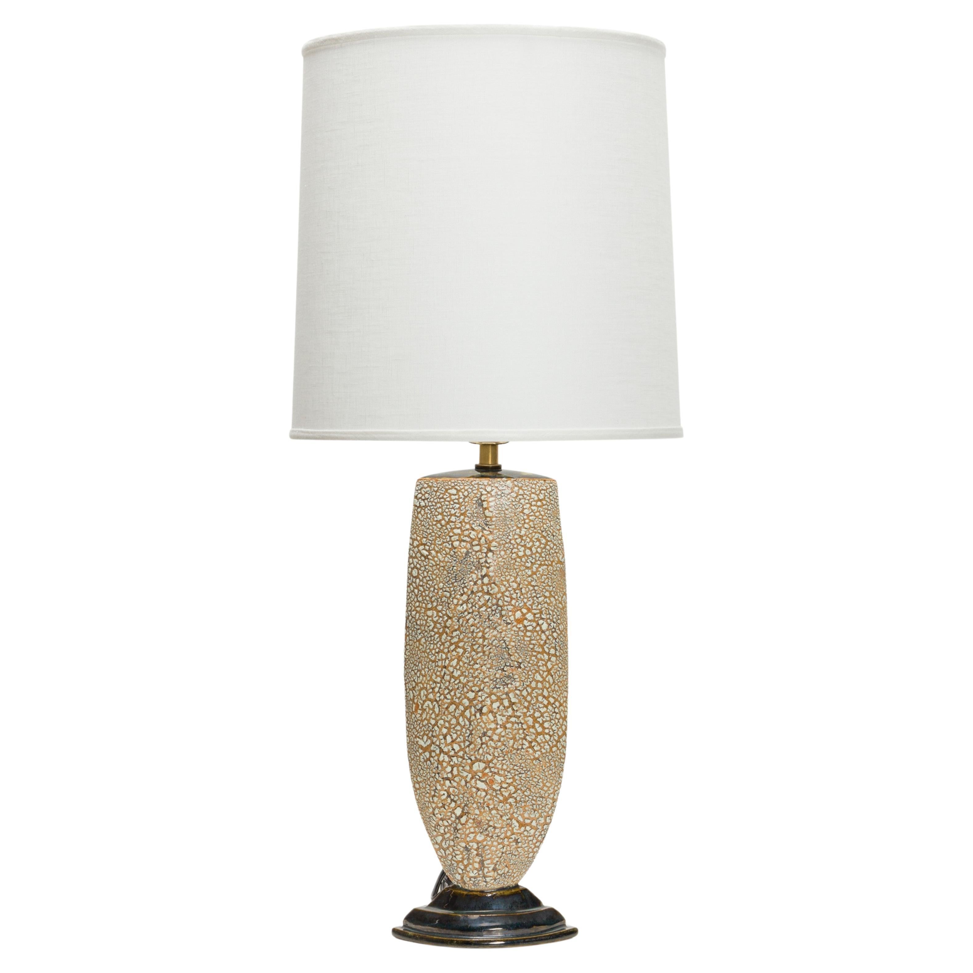 Gary DiPasquale Contemporary Ceramic Envelope Form Bark Texture Table Lamp