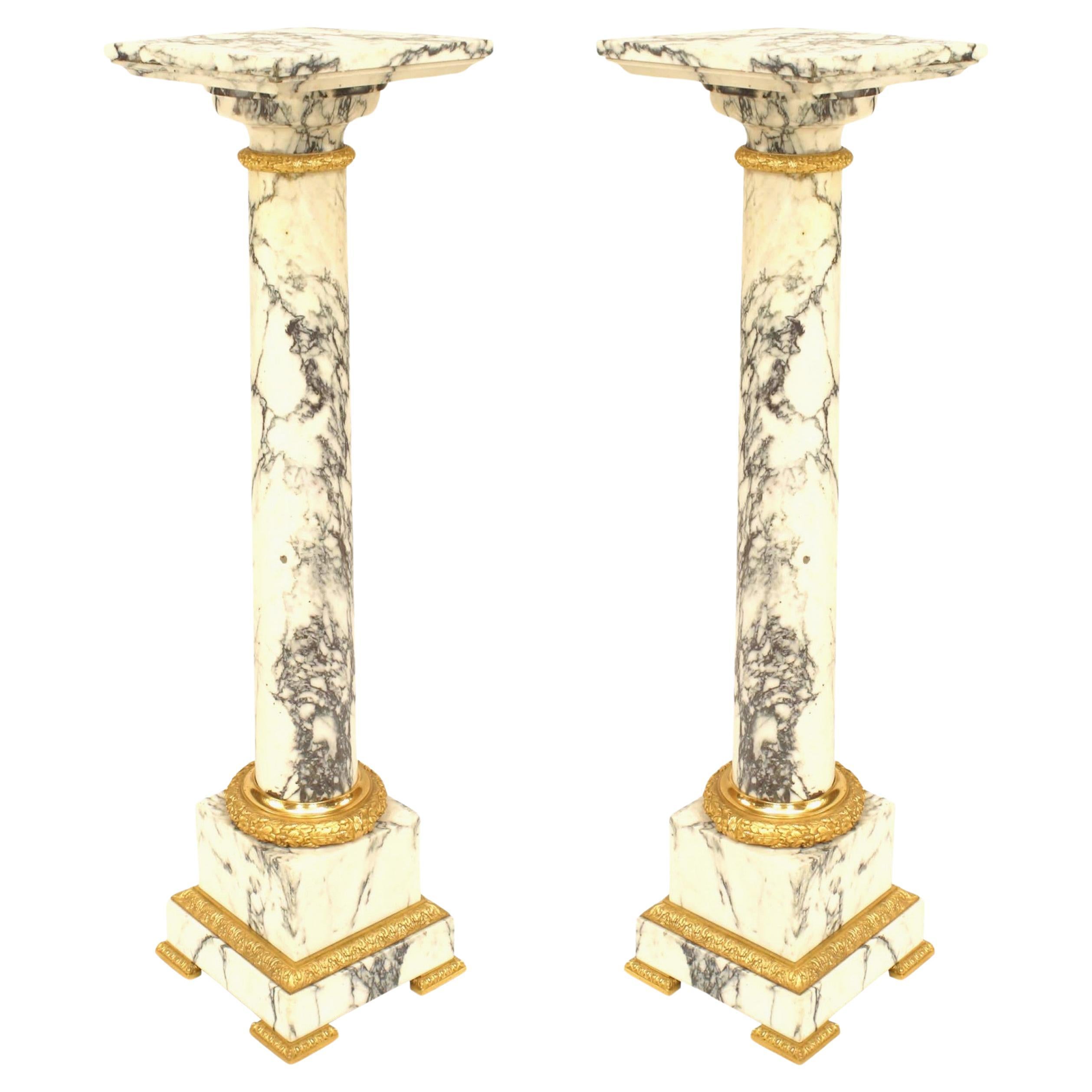 Pair of Louis XVI Marble Pedestals For Sale