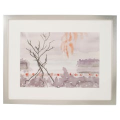 Abstract Contemporary Watercolor Painting, Modern Style, Framed