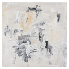 Contemporary Abstract Acrylic Painting, Beige and Gray, 30x30 Inches