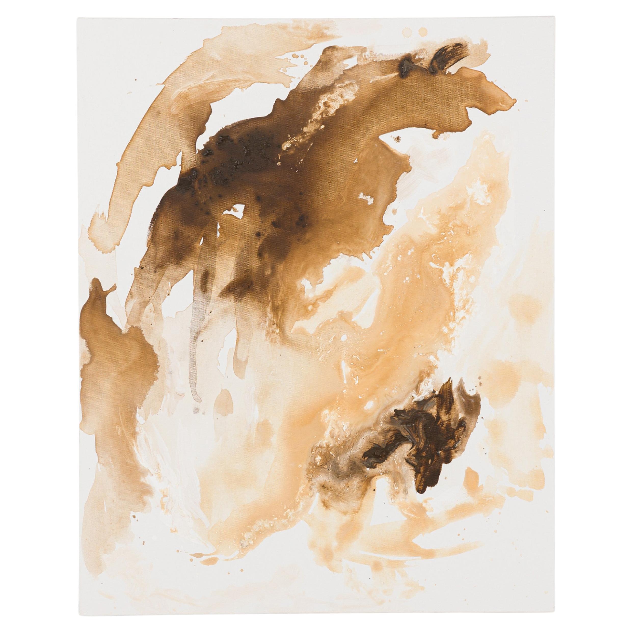 Contemporary Abstract Acrylic Painting, Brown Wash on Canvas, 30x24