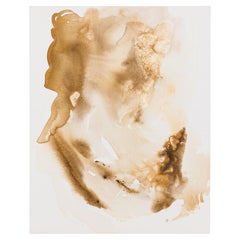Abstract Acrylic Painting on Canvas, Light Brown Wash, 30x24\"