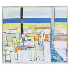 Abstract Contemporary Geometric Painting, Hand-Painted, 20th Century