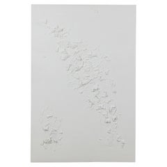 Pintura Americana Contemporánea Abstracta de Técnica Mixta en Blanco con Textura sobre Lienzo