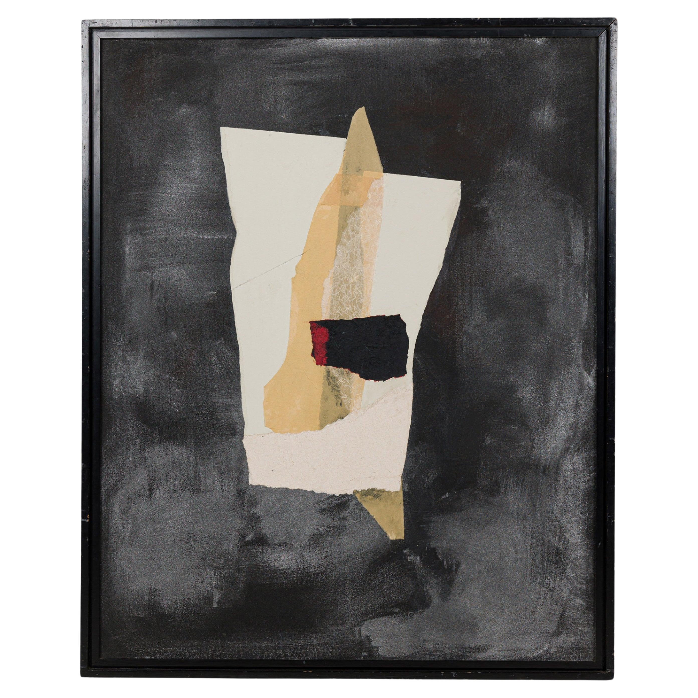 Modern Abstract Painting, Hand-Painted Collage, Late 20th Century, USA