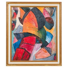 Abstract Multicolored Painting, Hand-Painted, Mid-Century Modern, USA
