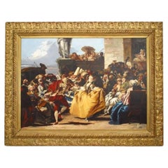 The Minuet Copy Painting, Neoclassical Couple Dancing, 43x54 Inches