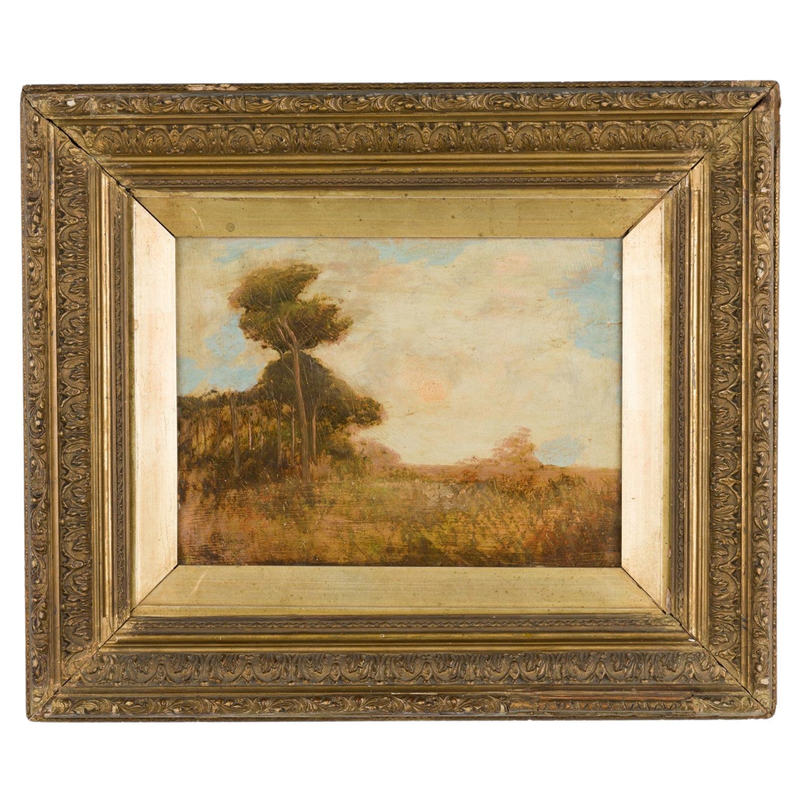 English Victorian Landscape Painting, Oil on Canvas, Late 19th Century
