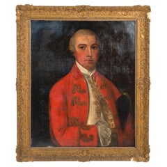Englischer georgianischer Mann in rotem Mantel, Porträt