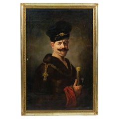 Polish Nobleman Portrait, Hand-Painted Oil on Canvas, 19th Century
