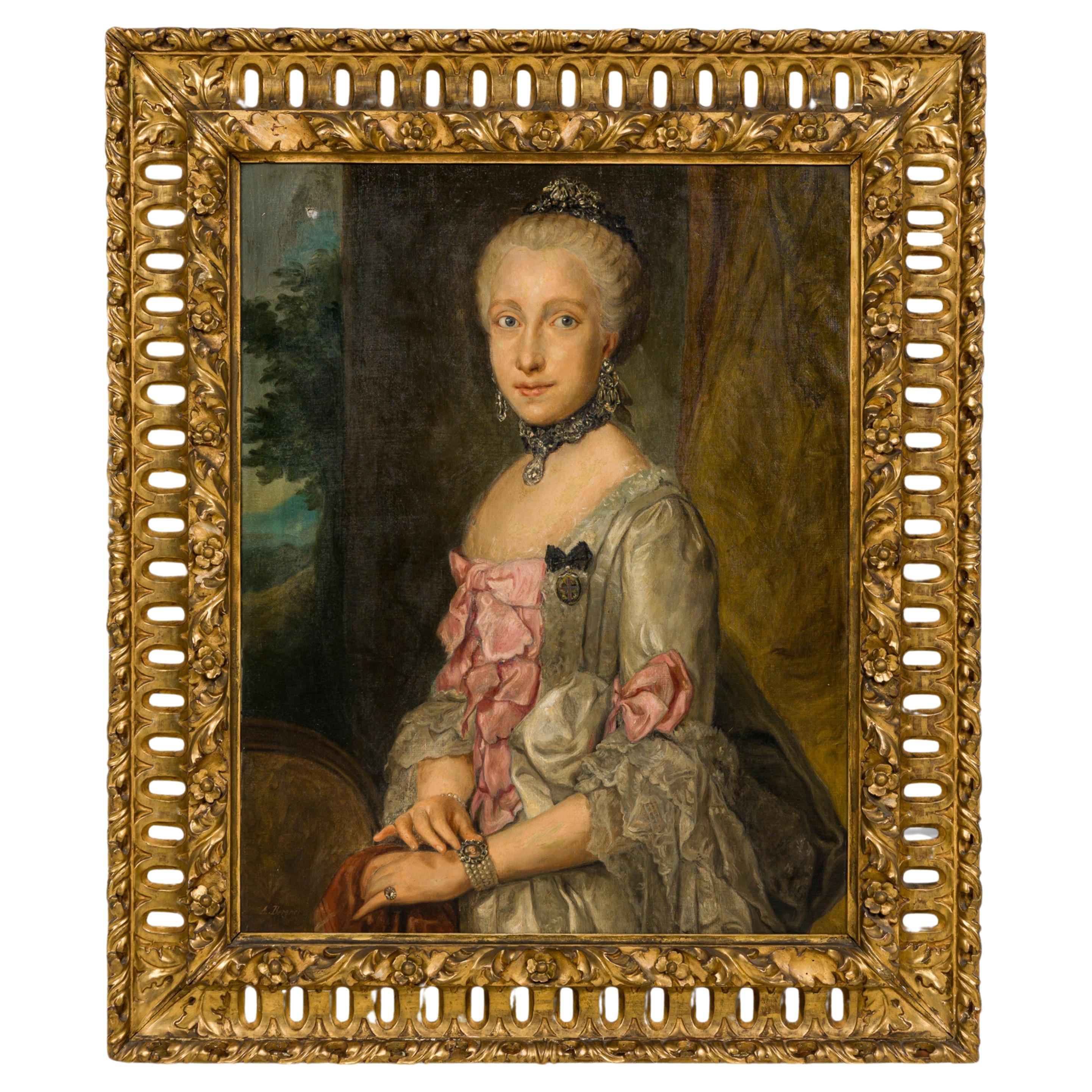 Französische Dame in Rosa Porträt