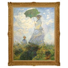 Madame Monet and Her Son Painting, Hand-Painted, Victorian, France