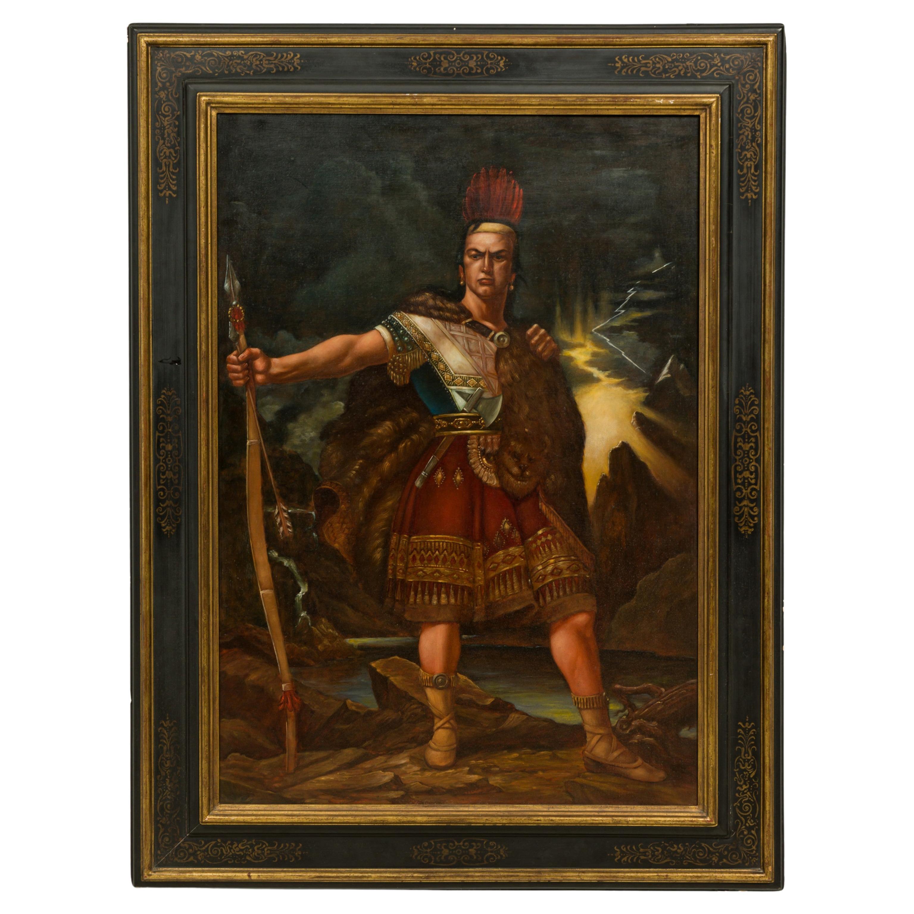 Portrait de St. Tammanend, style colonial américain, fait main, 57 x 43 en vente