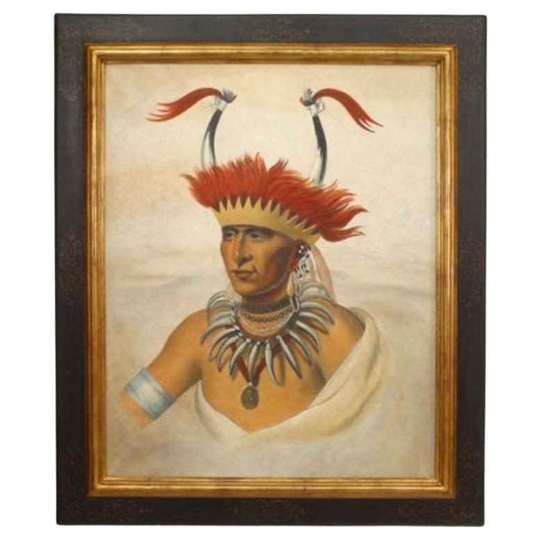 Portrait indien d'époque avec chapeau à cornes, 39,5\