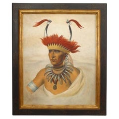 Ritratto di indiano con cappello di corno