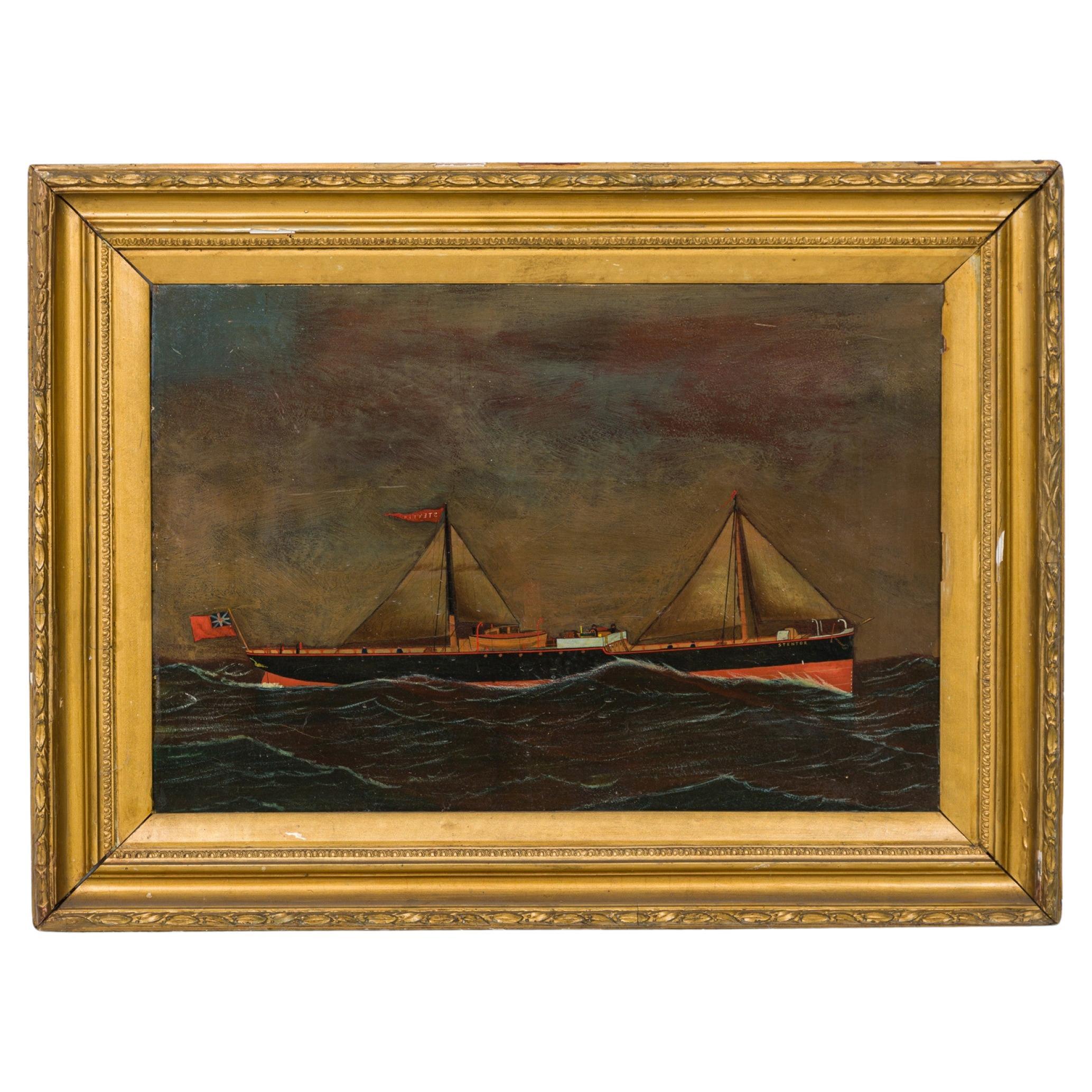 American Country Seascape Oil Painting, Hand-Painted, 20th Century For Sale