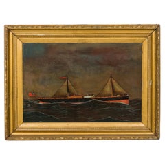 American Country Seascape Oil Painting, Hand-Painted, 20th Century