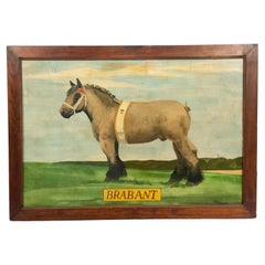 20th Century Signed Oil Painting of American Country Horse Brabant