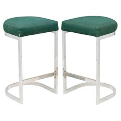 Pareja de taburetes de bar Dillingham "herradura" en voladizo verde bosque y metal