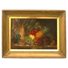 French Victorian Still Life Oil Painting, Gilt Frame, 30x41 Inches