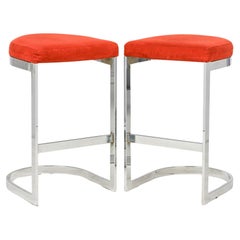 Dillingham Horseshoe Cantilevered Bar Stools, Orange, Circa 1955