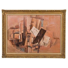 Hand-Painted Cubist The Musicians Table Painting, Early 20th Century