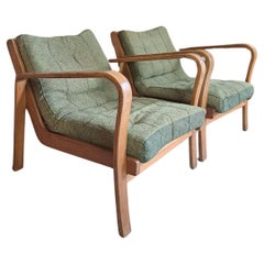 Paar Sessel aus grünem Stoff, Tschechoslowakei, 1960