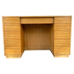 Unique Mid-Century Modern Maple 9 Drawer Desk by Drexel