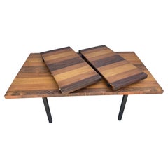 Mesa de comedor extensible Tri-Wood de Milo Baughman de mediados de siglo con "2" hojas