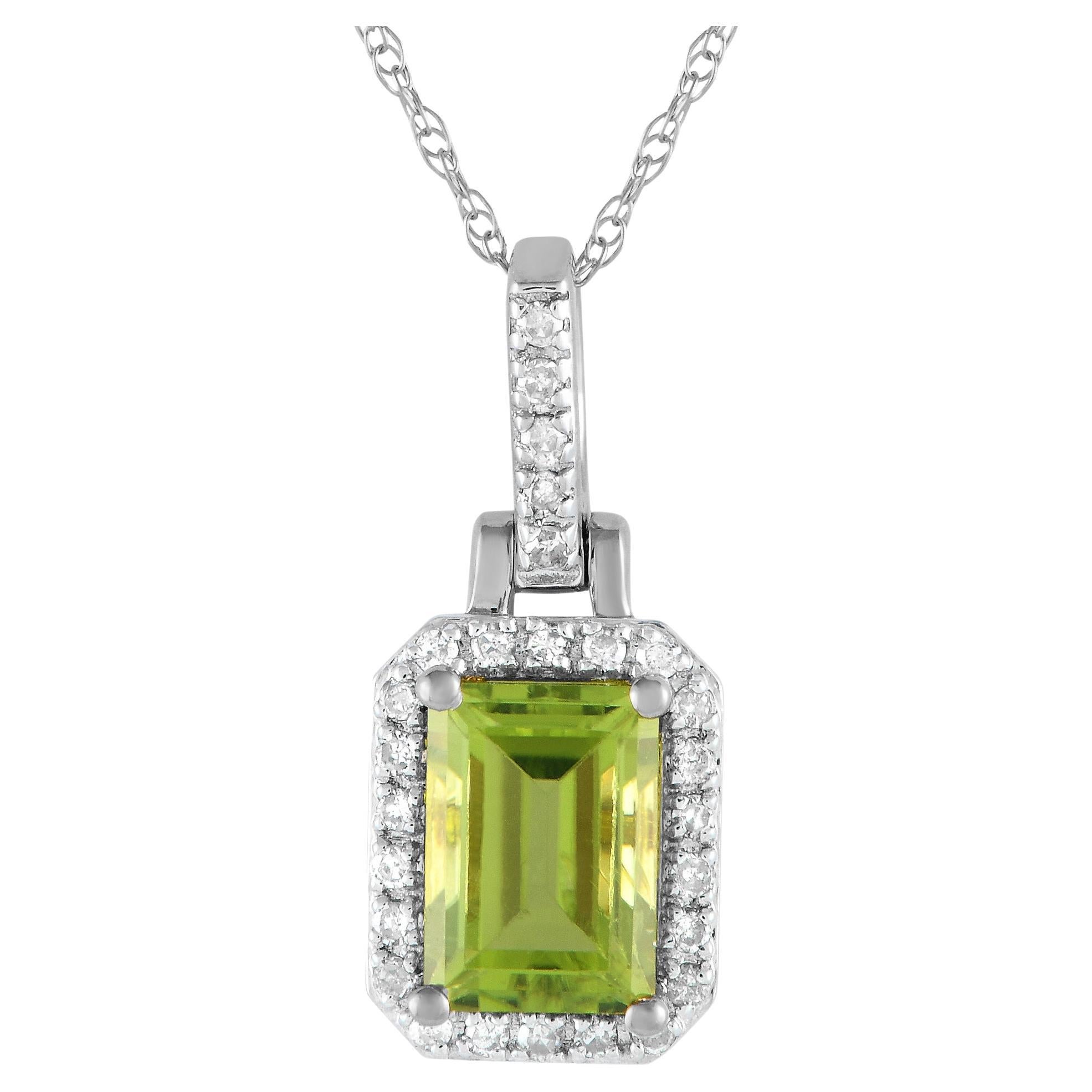 LB Exclusive 14K White Gold 0.12ct Diamond & Emerald-Cut Necklace PD4-15501 WPE