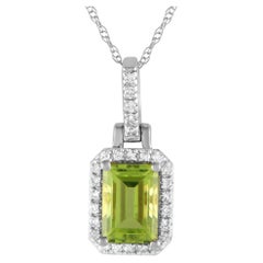 LB Exclusive 14K White Gold 0.12ct Diamond & Emerald-Cut Necklace PD4-15501 WPE