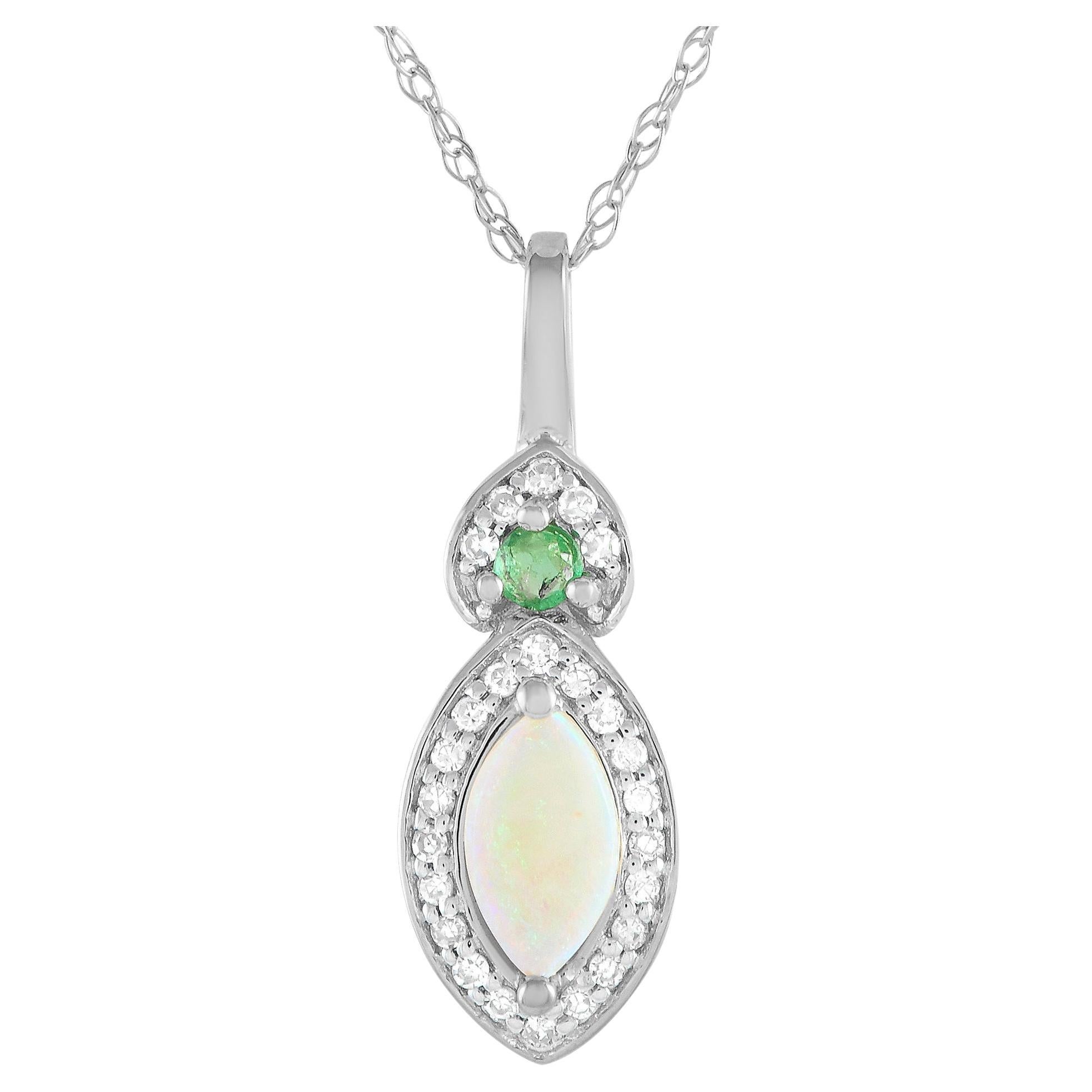 LB Exclusive 14K White Gold 0.07ct Diamond Pendant Necklace PD4-16299WOPEM