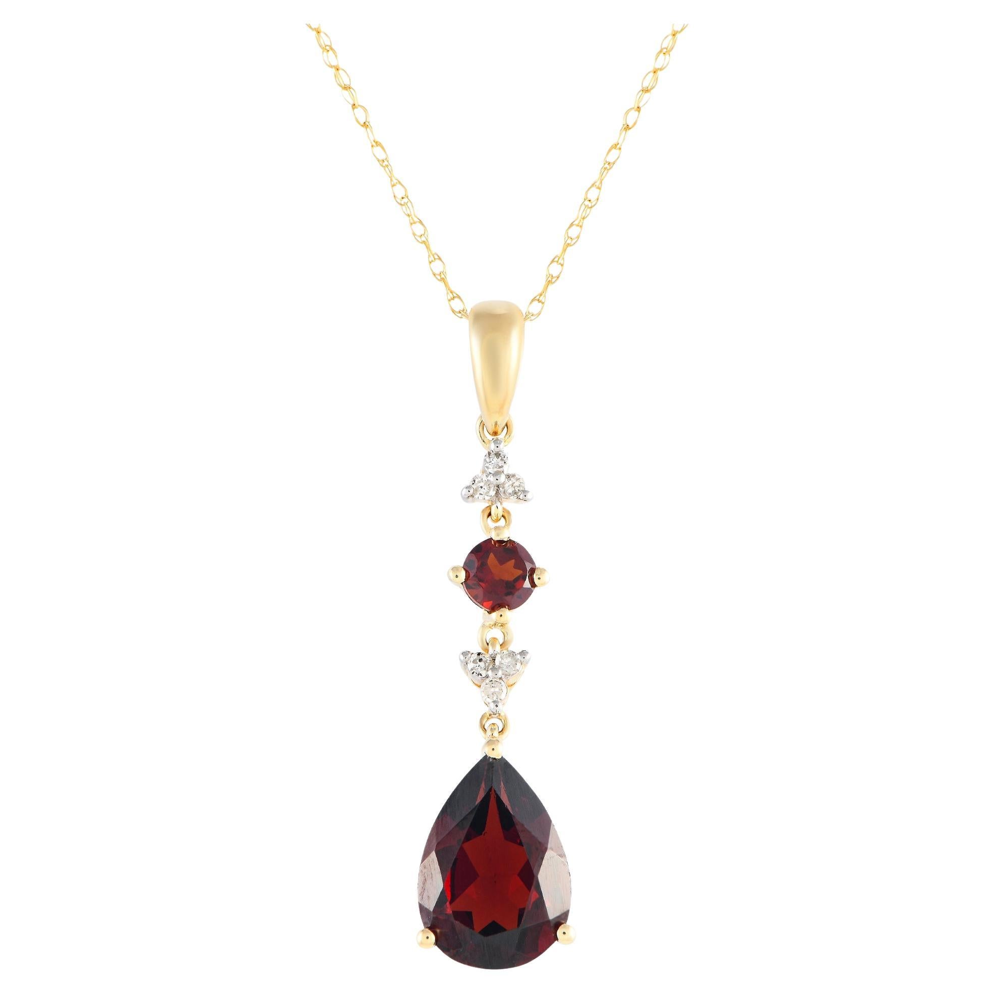 LB Exclusive 14K Yellow Gold 0.05ct Diamond Pendant Necklace PD4-16247YGA