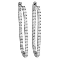 LB Exclusive 14K White Gold 2.25ct Diamond Rectangle Hoop Earrings ER28178