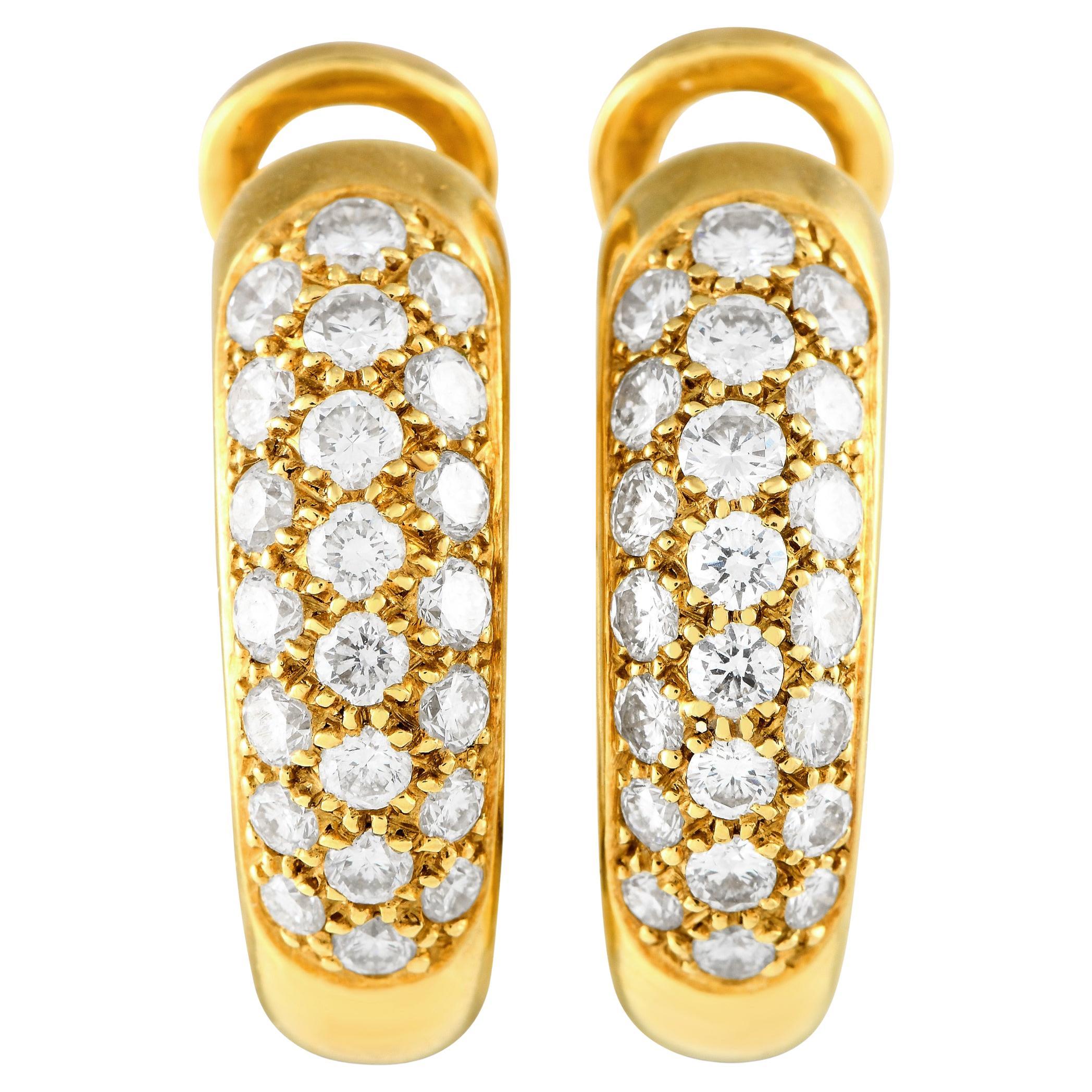 Cartier 18K Yellow Gold 1.0ct Diamond Hoop Clip-On Earrings CA05-120523 For Sale