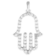 LB Exclusive 14K White Gold 0.33ct Diamond Hamsa Pendant PN14754