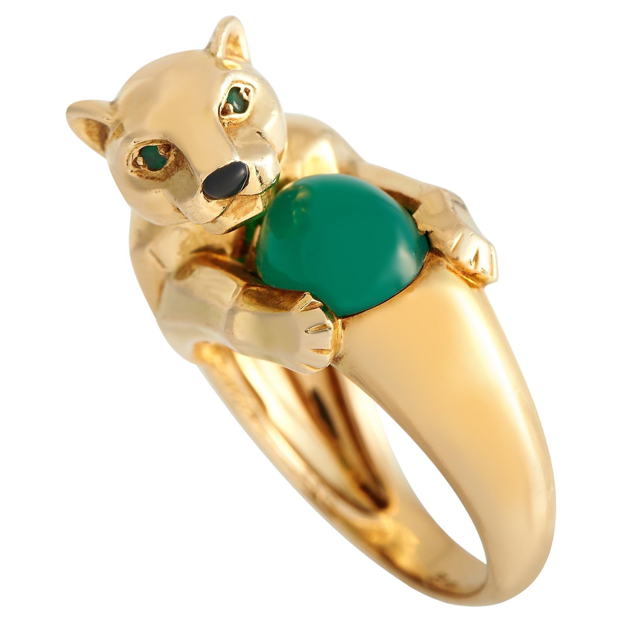 Cartier Panthre 18K Yellow Gold Chalcedony Vedra Ring For Sale