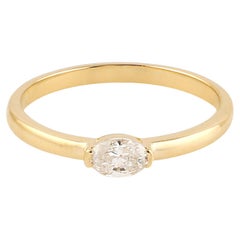 Oval Shaped Rosecut Diamonds Band Ring Made In 18k Yellow Gold