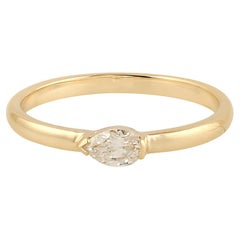 Pear Shaped Rosecut Diamond Band Ring Made In 18k Yellow Gold