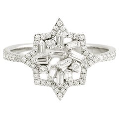 Starburst Baguette Diamond Ring Made In 18k White Gold